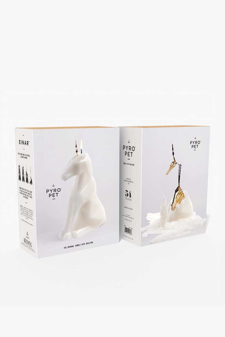 PyroPet Einar Unicorn Candle, Alternate, color, White