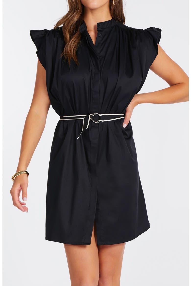 Mallorca Flutter Sleeve Dress, Main, color, Black