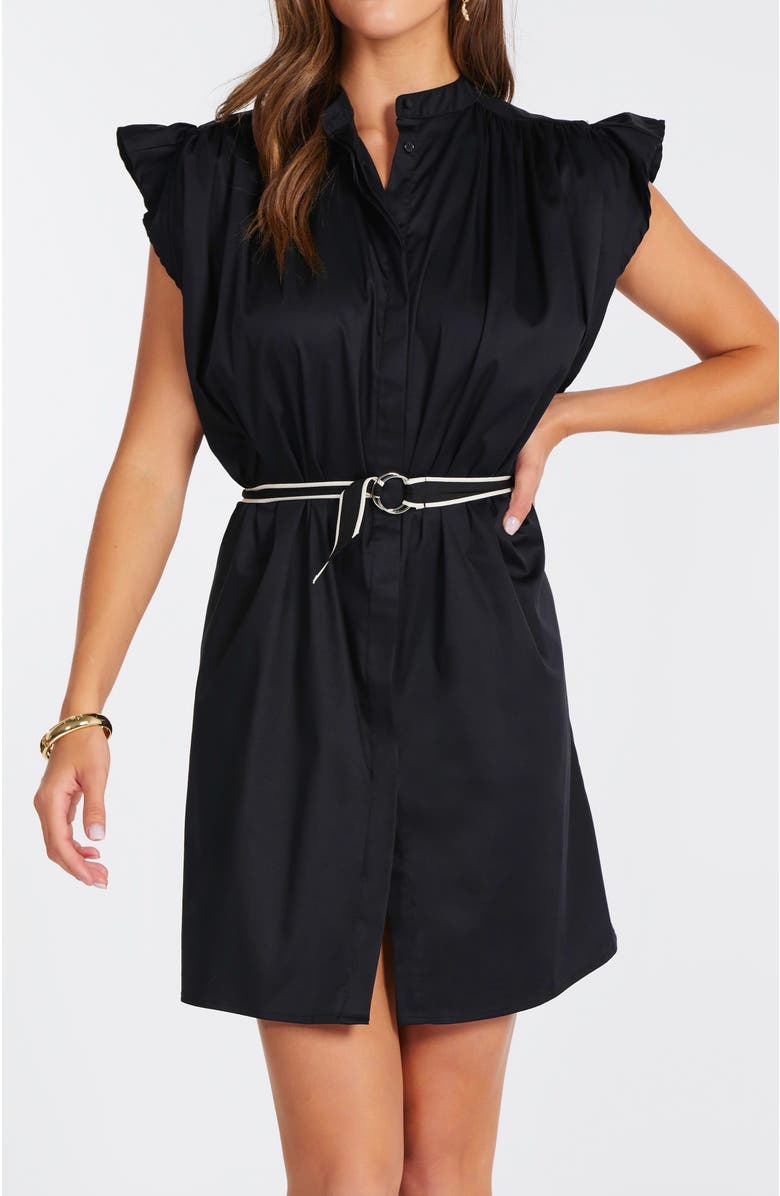 Bishop + Young Mallorca Flutter Sleeve Dress, Main, color, Black