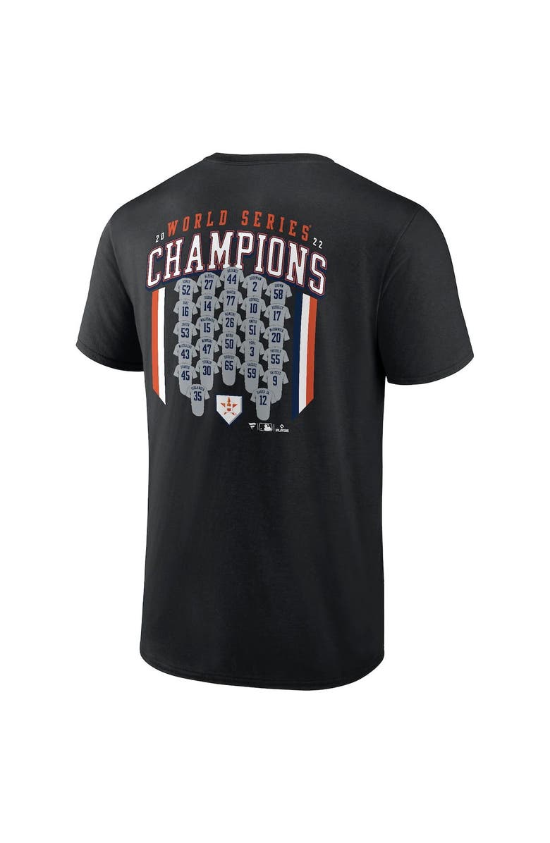 FANATICS Men's Fanatics Branded Black Houston Astros 2022 World Series Champions Roster Jersey T-Shirt, Alternate, color, 