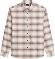 Theory Weekend Gradient Check Brushed Cotton Button-Up Overshirt