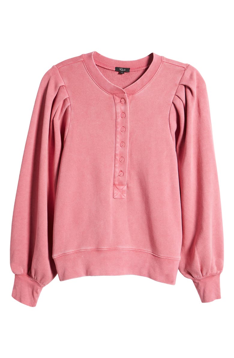 Rails Mariana Balloon Sleeve Cotton French Terry Henley Sweatshirt, Alternate, color, 