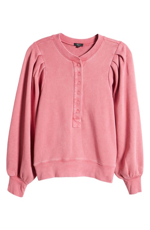 Rails Mariana Balloon Sleeve Cotton French Terry Henley Sweatshirt In Hibiscus
