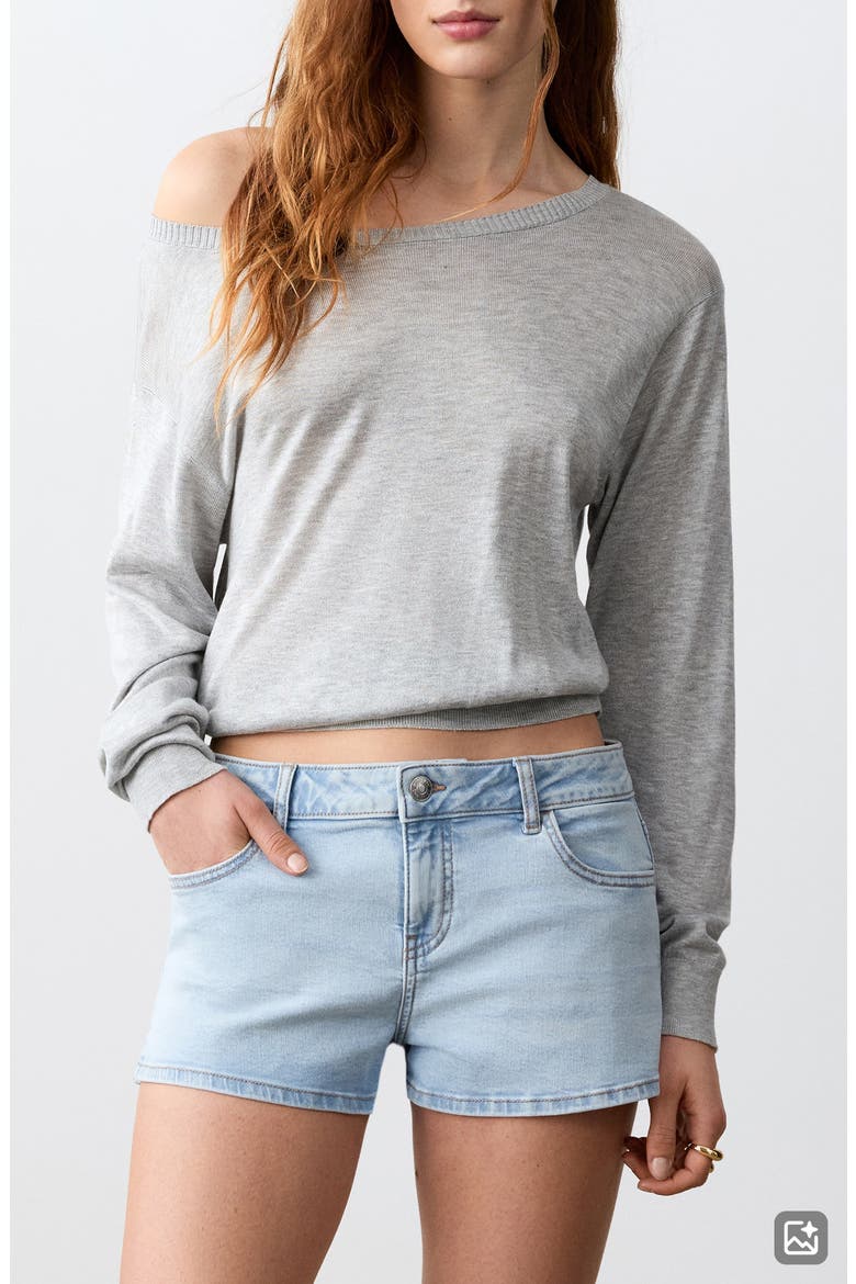 Low Rise Denim Shorts, Main, color, LIGHT BLUE