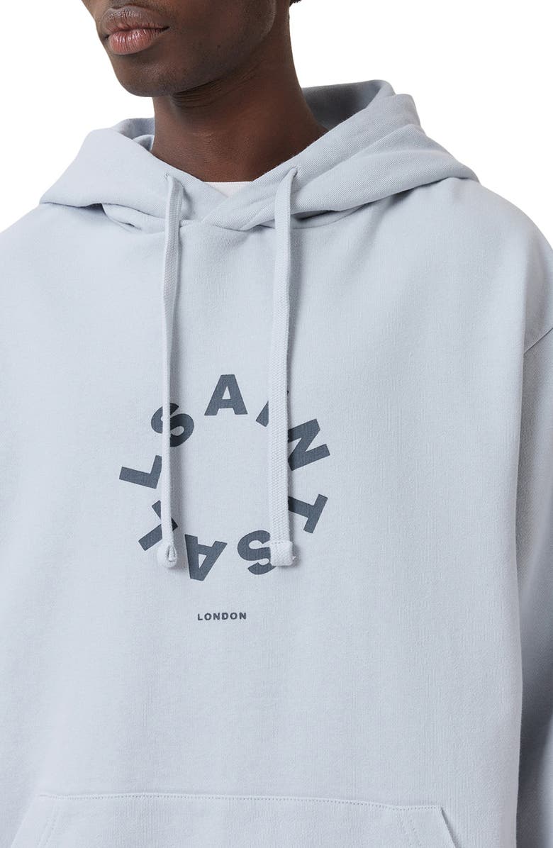 AllSaints Tierra Logo Graphic Hoodie, Alternate, color, Ashen Blue