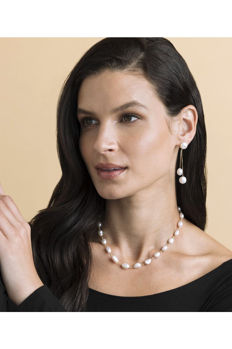 White Freshwater Baroque Pearl Gemma Necklace, Alternate, color, Yellow Gold Fill