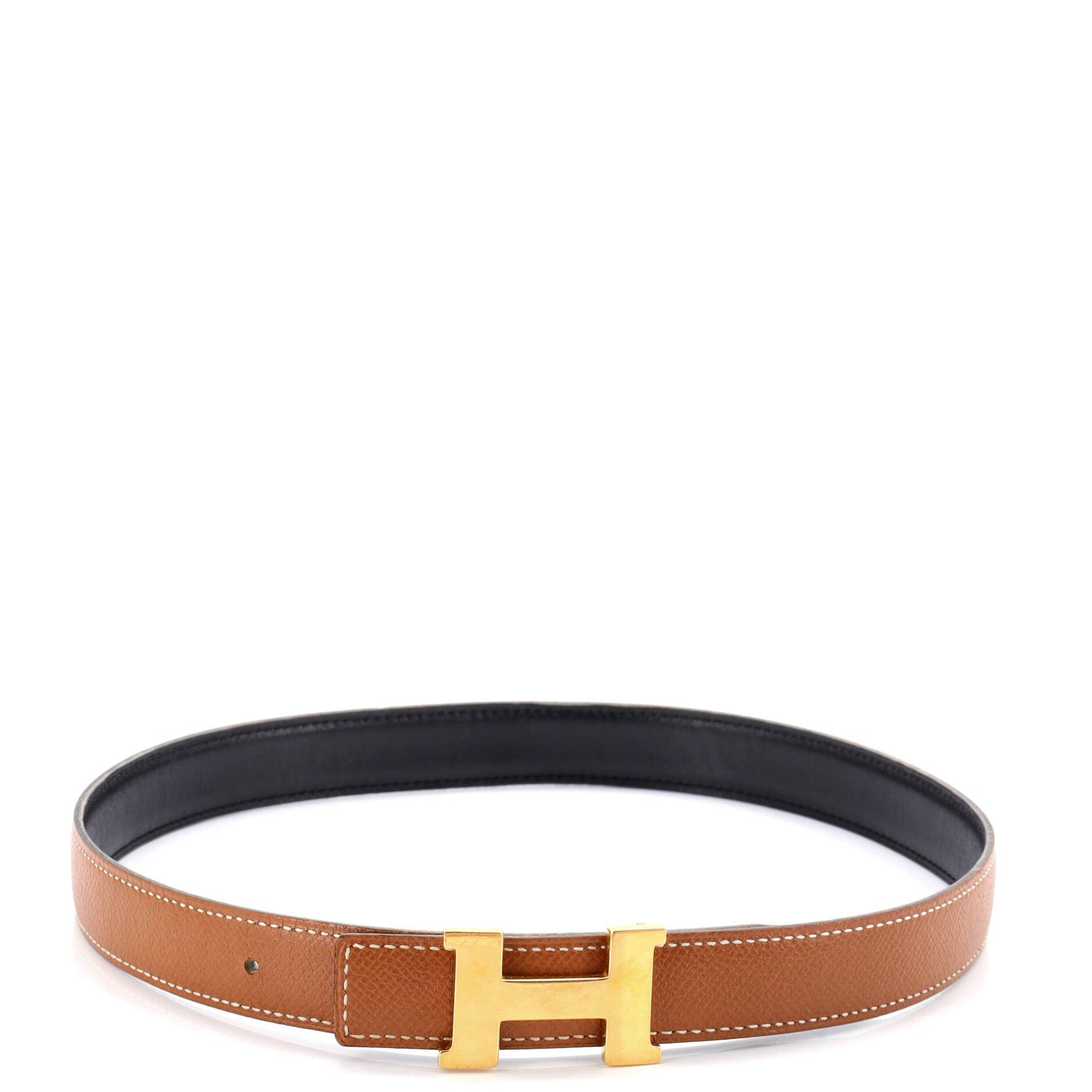 Pre-Owned Hermes Constance Reversible Belt Leather Thin, Alternate, color, Brown