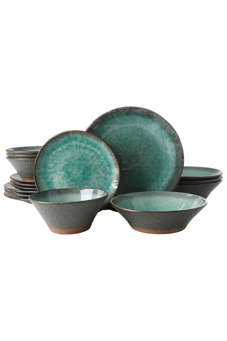 Green Lantern 16-Piece Terracotta Reactive Glaze Dinnerware Set, Main, color, Green