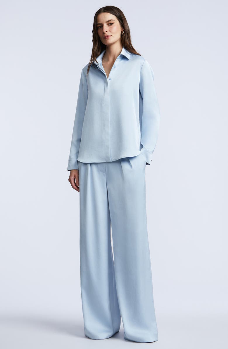 BCBGMAXAZRIA Washer Relaxed Button-Up Shirt, Alternate, color, Skyway