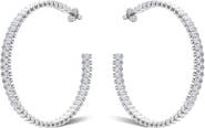 RIVKA FRIEDMAN White Rhodium Plated Cubic Zirconia Hoop Earrings