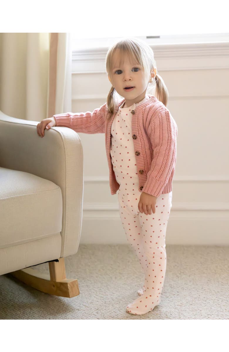 MiniMoi Kid's Oversized Cable-Knit Cardigan Sweater, Alternate, color, Pink