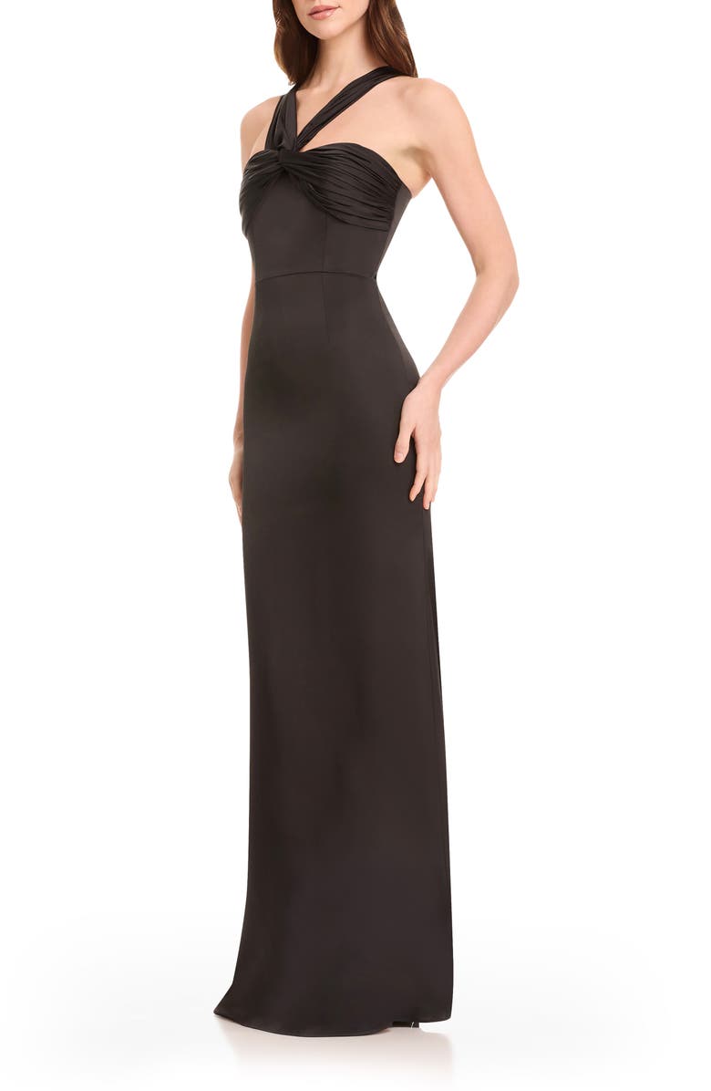 Dress the Population Rosalia Sleeveless Satin Gown, Alternate, color, Black
