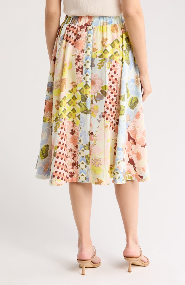 BY DESIGN Hanni Printed Midi Skirt, Alternate, color, Patchwork Flowers