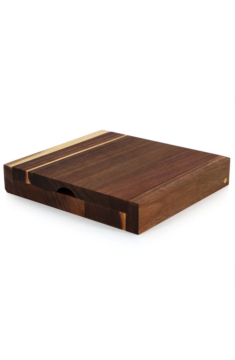 Megachef Acacia Wood 5 Piece Square Cheese Board with Knife Set, Alternate, color, Acacia