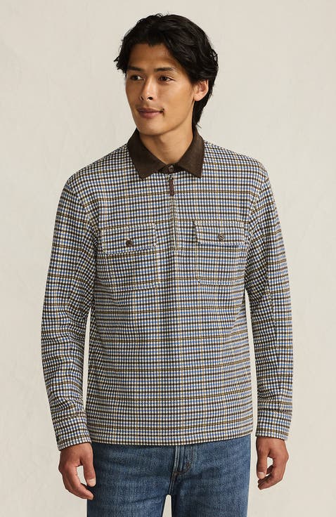 Long Sleeve Corduroy Collar Bedford Rib Quarter Zip