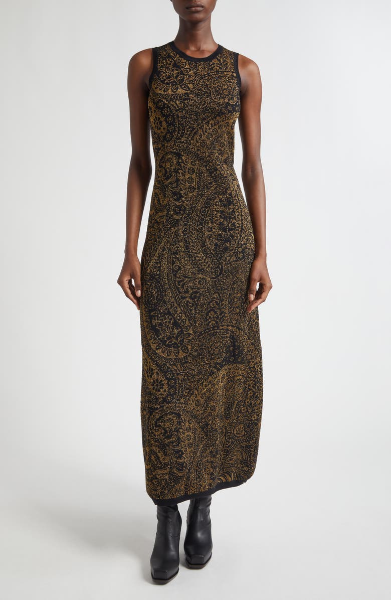 Etro Metallic Paisley Knit Dress, Main, color, Multicolor Black Base