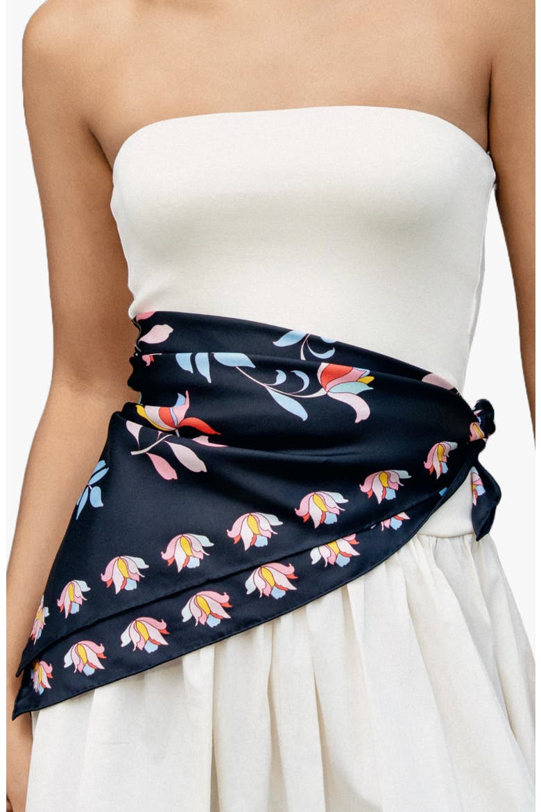 Double Sided Silk Scarf Midnight Garden, Alternate, color, Black