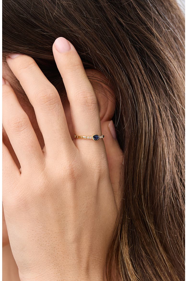 18K Gold El Mar Gemstone and Natural Diamond Stackable Ring, Alternate, color, 18K YG/ DIAMOND/ SAPPHIRE