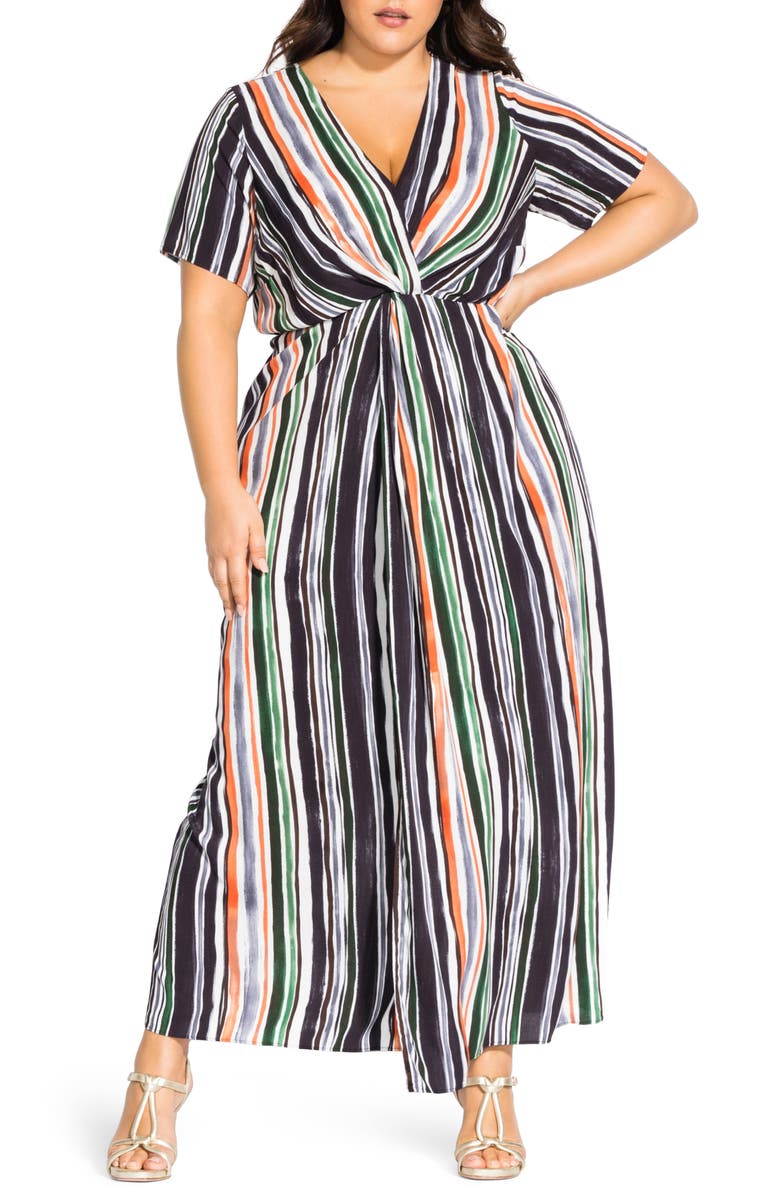 City Chic Stripe Short Sleeve Maxi Dress | Nordstrom