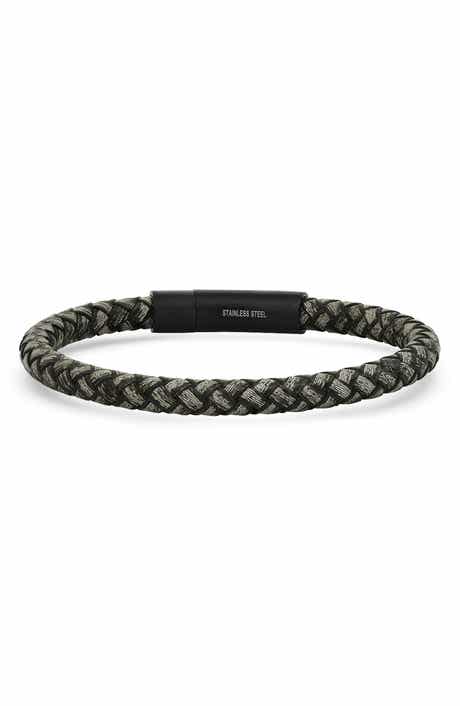 STEELTIME Men's Braided Leather Bracelet