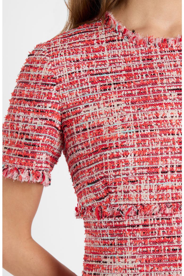 Giulia Short Sleeve Sheath Dress in Modern Tweed, Alternate, color, Chili Pepper