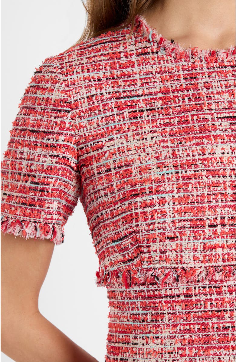 Santorelli Giulia Short Sleeve Sheath Dress in Modern Tweed, Alternate, color, Chili Pepper