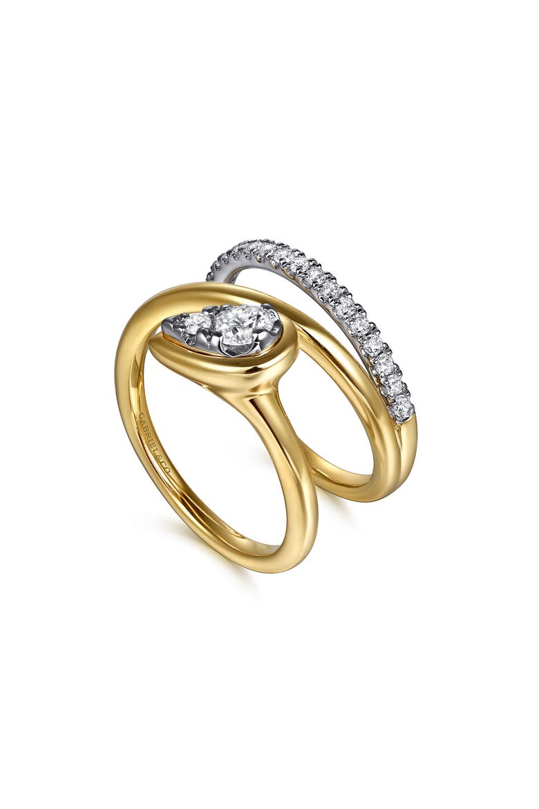 Two-Tone 14K Gold Diamond Wide Band Wrap Ring, Main, color, TWO TONE
