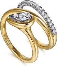 Gabriel & Co. Two-Tone 14K Gold Diamond Wide Band Wrap Ring