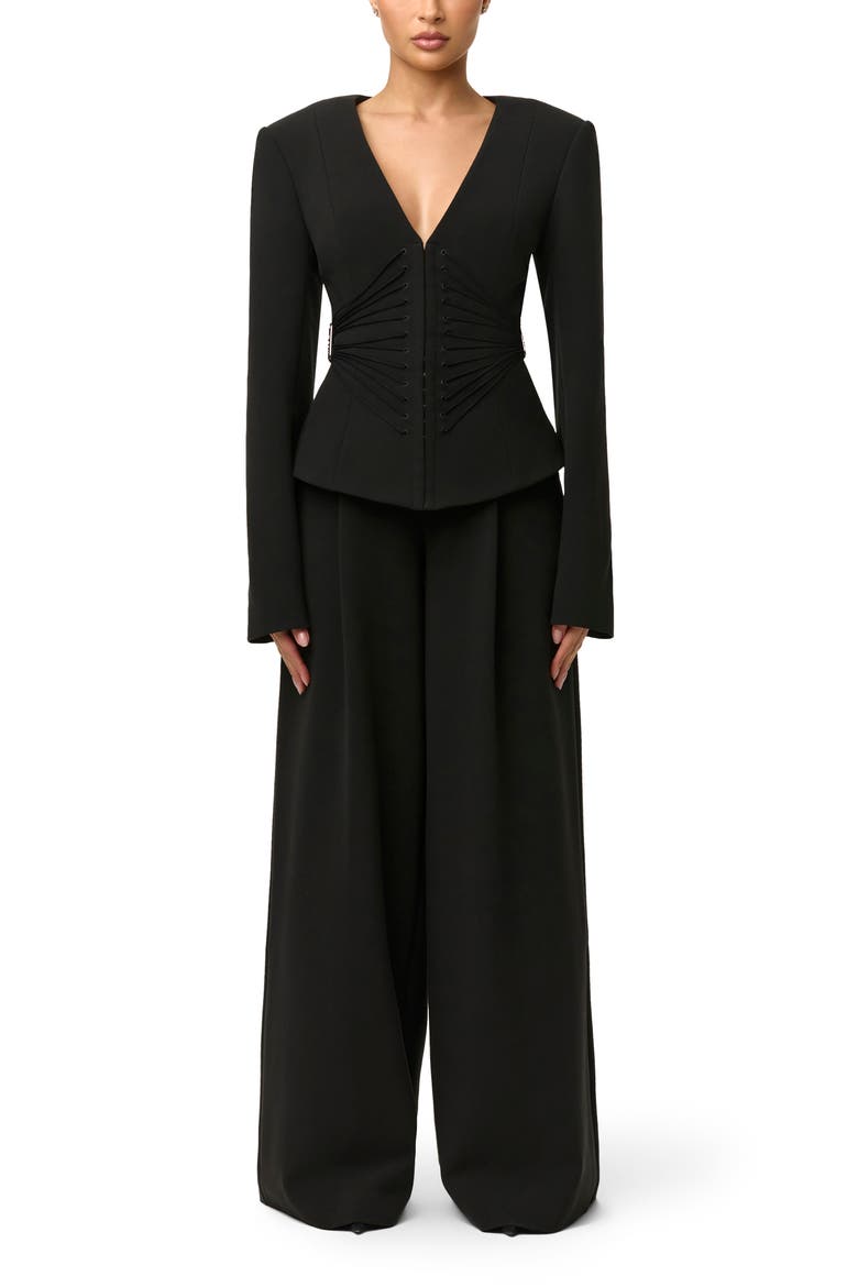 Suiting Corset Blazer, Alternate, color, BLACK
