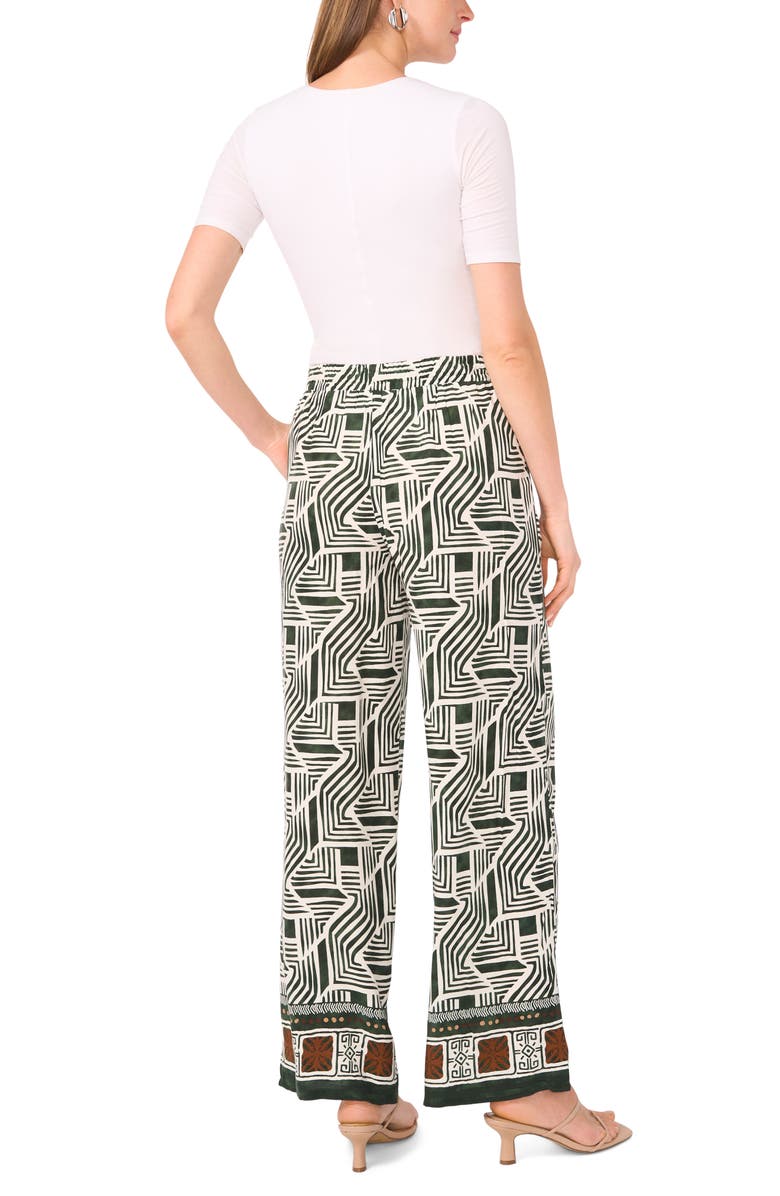 Halogen<sup>®</sup> Print Tie Waist Wide Leg Pants, Alternate, color, Winter Moss Green Border
