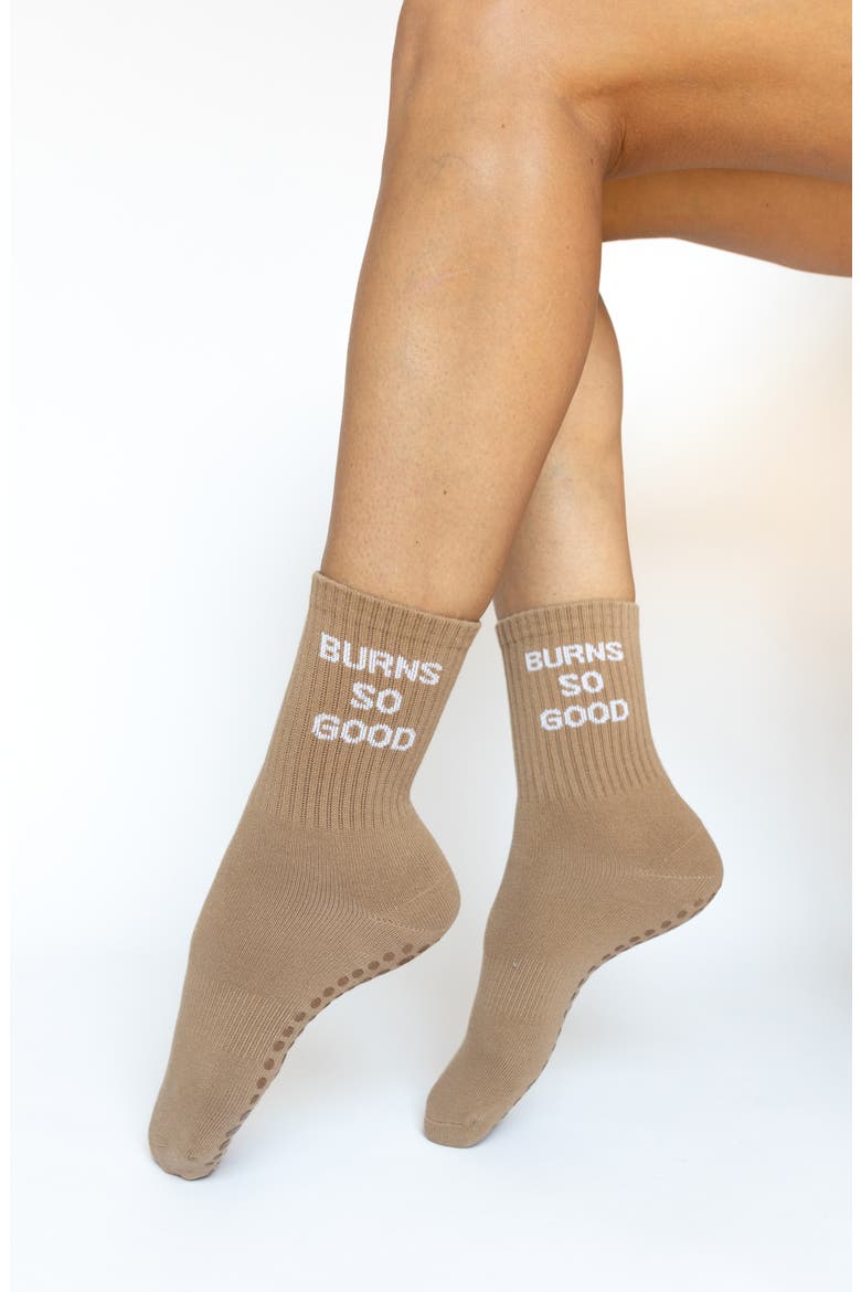 Assorted 2-Pack Nonslip Grip Crew Socks, Alternate, color, MOCHA/ ESPRESSO