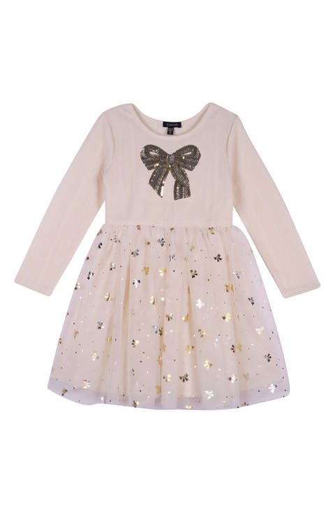 Kids' Long Sleeve Knit Tulle Dress (Little Kid)