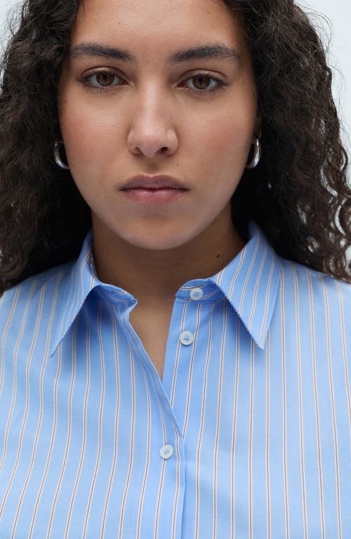 Mango Stripe Button-up Shirt In Blue