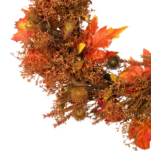 Northlight Maple Leaf With Berries Artificial Fall Harvest Wreath In Multi