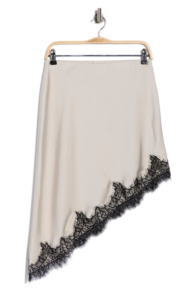 Asymetric Lace Trim Skirt, Alternate, color, CHAMPAGNE- BLACK