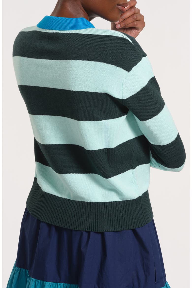 Floral Button Rugby Sweater, Alternate, color, TEAL/ MULTI