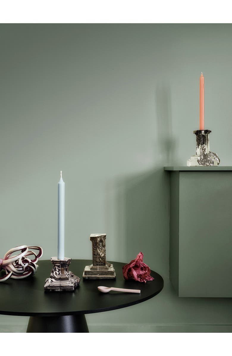 Kosta Boda Rocky Small Baroque Candlestick, Alternate, color, Gray