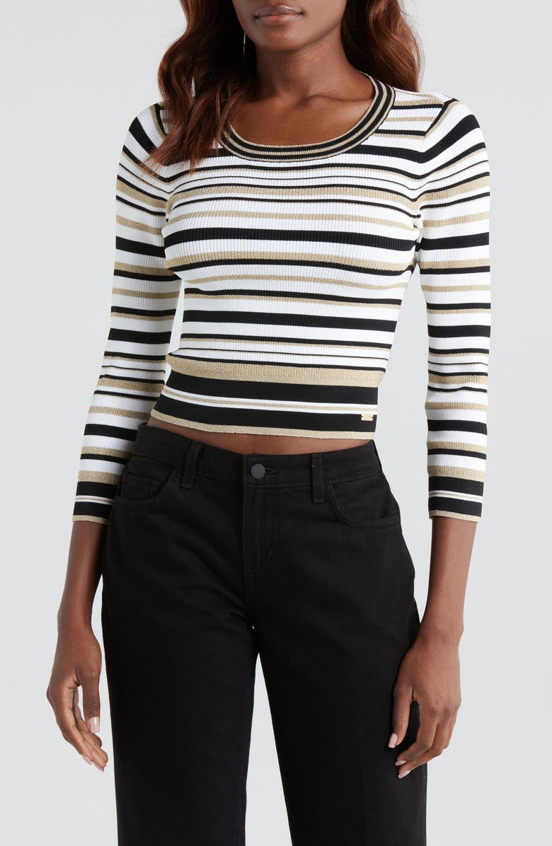 L'AGENCE Yukio Stripe Crewneck Top, Main, color, 