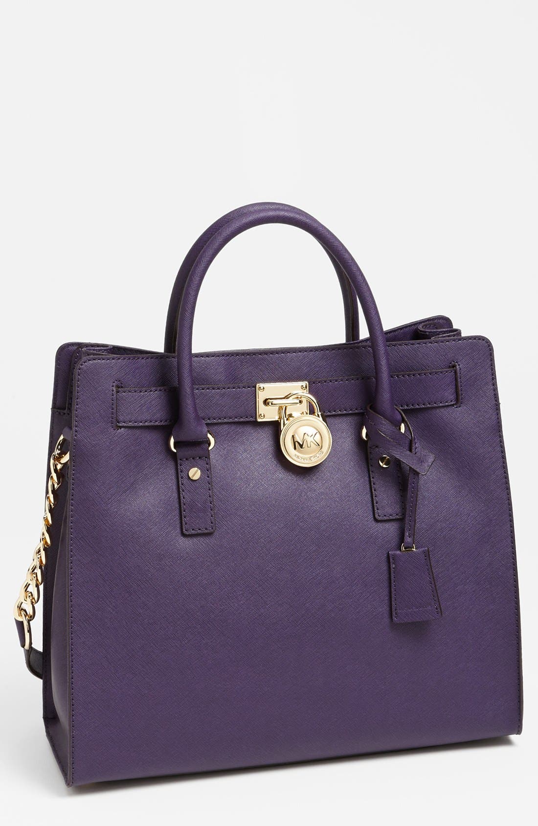 'Large Hamilton' Saffiano Leather Tote, Main, color, IRIS