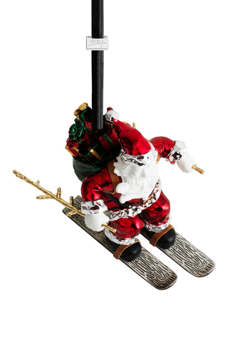 Michael Aram Skiing Santa Ornament, Alternate, color, Red