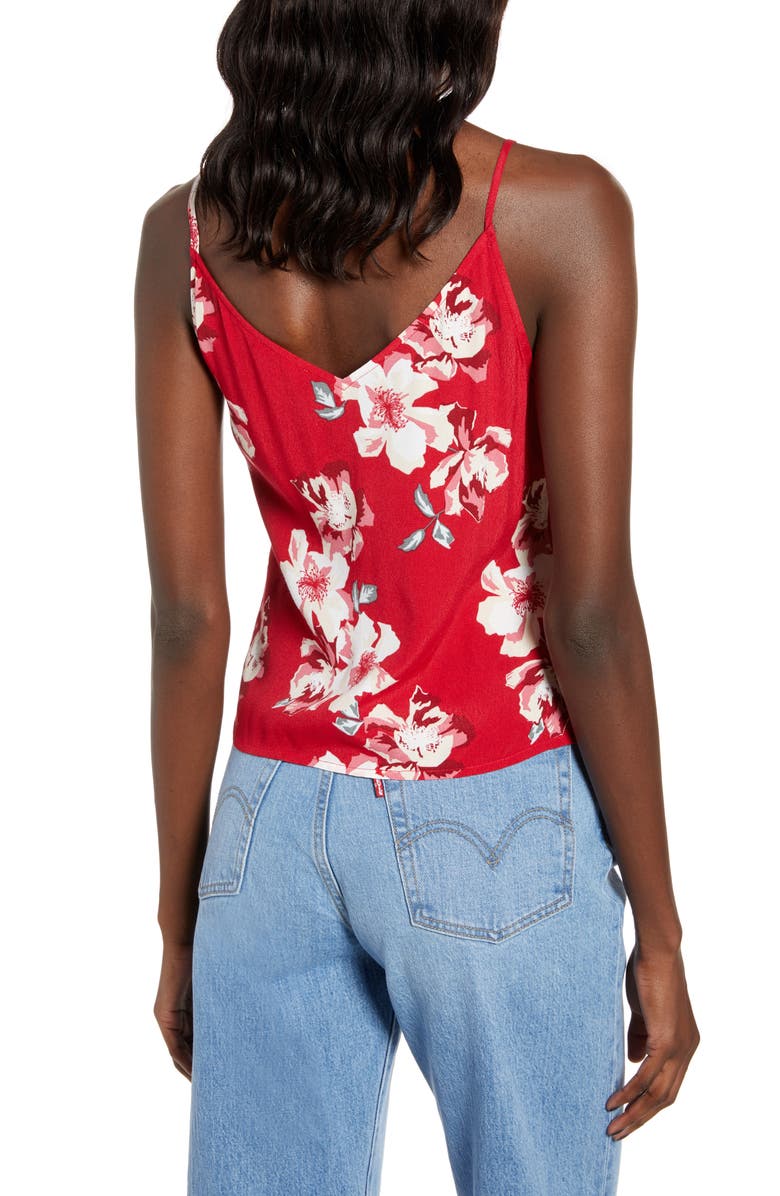 Leith Side Drape Camisole, Alternate, color, Red Chili Bold Floral
