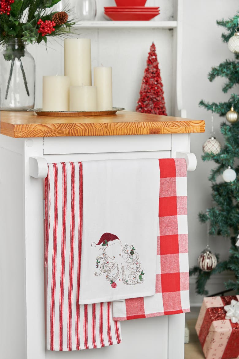 Sea Life Octopus Towel, Alternate, color, White
