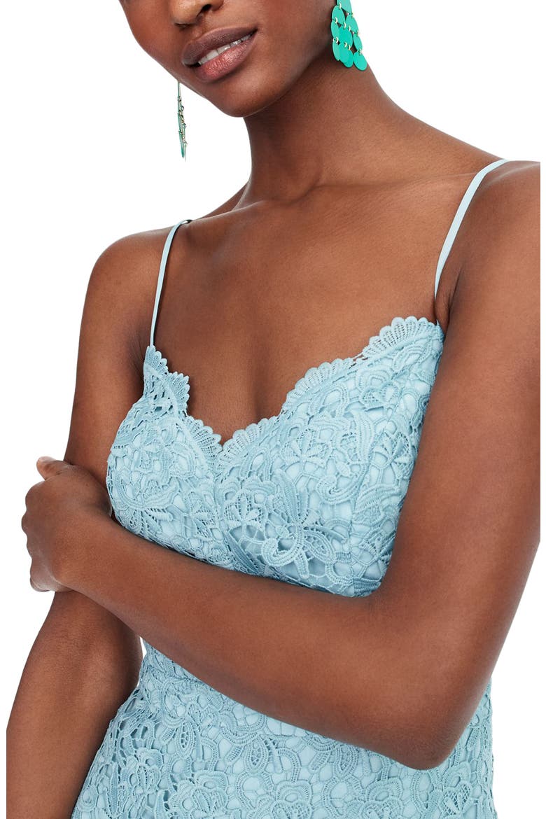 Guipure Lace Spaghetti Strap Dress, Alternate, color, WARM AQUA