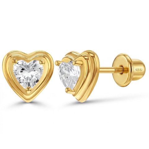 Elevated Heart Plated Girl Earrings