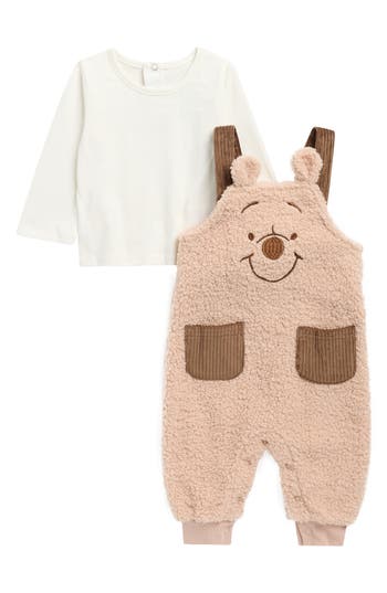 Assorted Kids' Winnie-the-pooh Long Sleeve T-shirt & Overalls Set In Brown