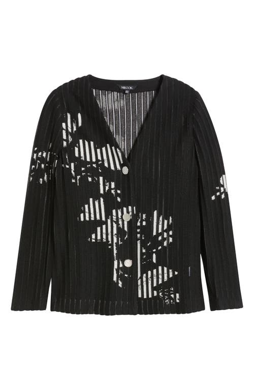 Misook Relaxed Sheer Striped Soft Knit Jacket In Black