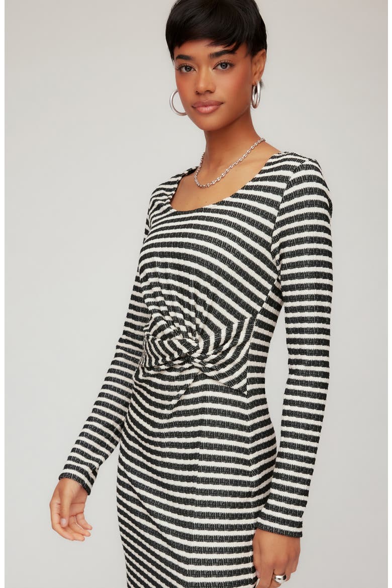 Tyler Side Twist Long Sleeve Midi Dress, Alternate, color, STRIPE
