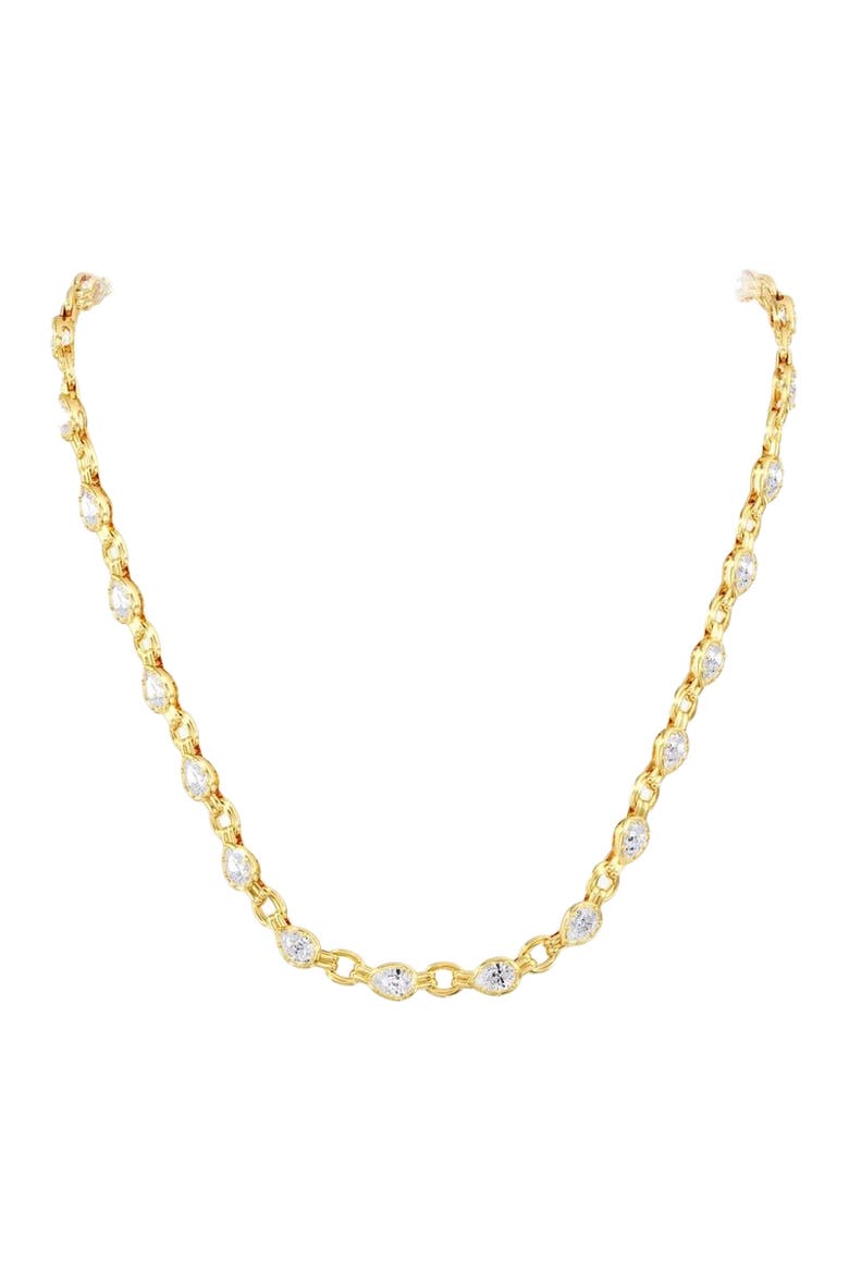 Pear Aura Link Lab Diamond Necklace in 14K, Main, color, Yellow Gold