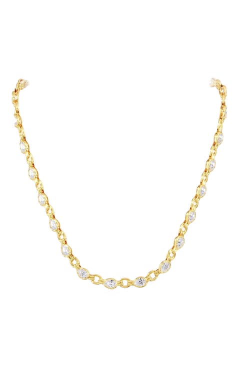 Pear Aura Link Lab Diamond Necklace in 14K