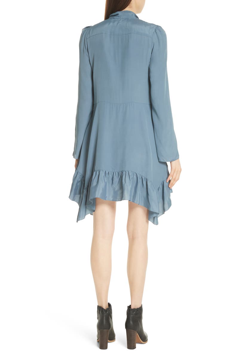 See by Chloé Tie Neck Ruffle Hem Dress, Alternate, color, 